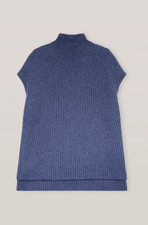 GANNI Ribbed Wool-Blend Sleeveless Sweater