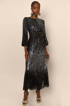 RIXO Coco Sequin-Embellished Maxi Dress