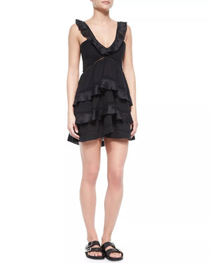 Isabel Marant Etoile Tiered Ruffled Cotton-Blend Mini Dress