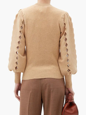 Chloé Scalloped-Edge Cutout Wool-Blend Sweater