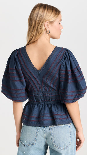 SEA New York Mable Cambric Puff Sleeve Top