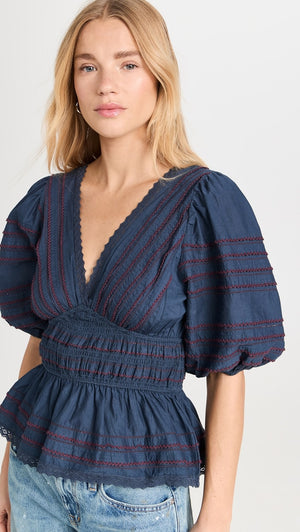 SEA New York Mable Cambric Puff Sleeve Top