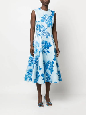 Emilia Wickstead Mara Floral Duchesse Midi Dress