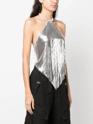 Paco Rabanne Crystal-Embellished Chainmail Halterneck Top