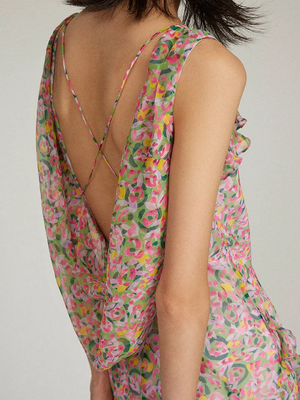Saloni Tamara C Ruffled Silk Chiffon Maxi Dress