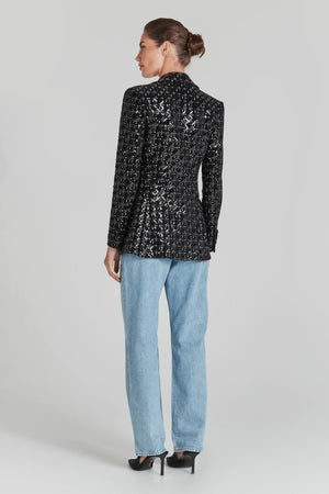 Nadine Merabi Meghan Embellished Velvet Blazer