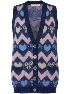 Alessandra Rich Fair Isle Mohair-Blend Vest