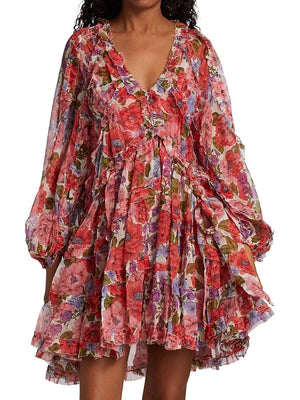 Zimmermann Poppy Frill Floral Printed Mini Dress