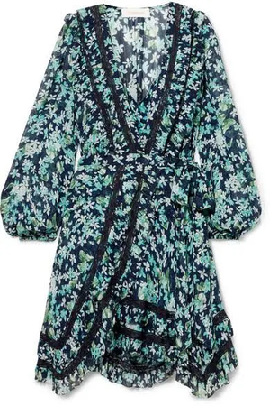 Zimmermann Moncur Floral Printed Wrap Mini Dress