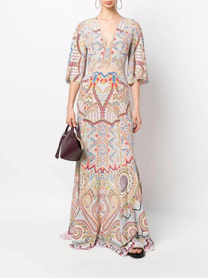 Etro Printed Silk Maxi Dress