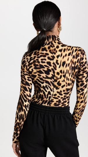 Stella McCartney Cheetah Printed Turtleneck Bodysuit