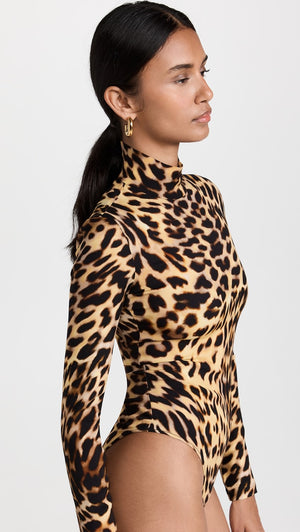 Stella McCartney Cheetah Printed Turtleneck Bodysuit