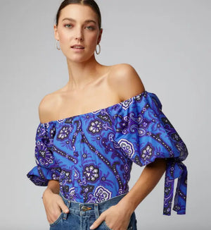 Caroline Constas Nella Printed Stretch-Cotton Top