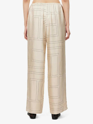 Toteme Monogram Embroidered Silk Trousers