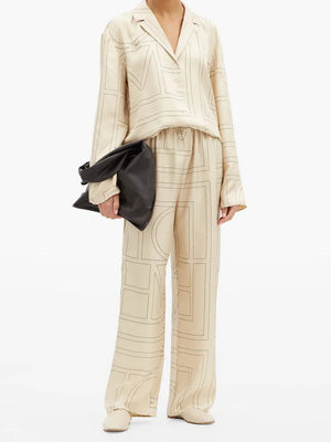 Toteme Monogram Embroidered Silk Shirt