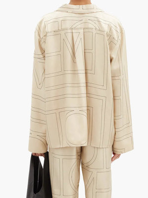 Toteme Monogram Embroidered Silk Shirt
