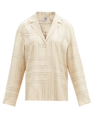 Toteme Monogram Embroidered Silk Shirt
