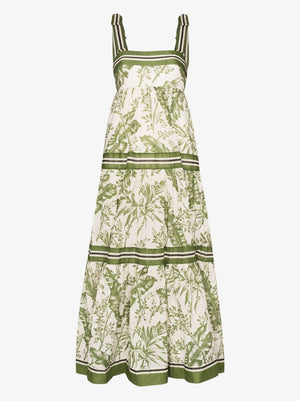 Zimmermann 'Empire' Palm Printed Cotton Maxi Dress