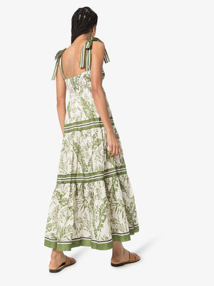 Zimmermann 'Empire' Palm Printed Cotton Maxi Dress