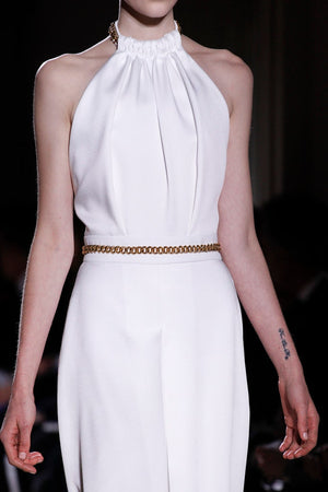 Yves Saint Laurent Runway Collection Chain-Embellished Stretch-Crepe Jumpsuit