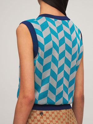 Gucci Geometric Lurex Stretch-Knit Vest