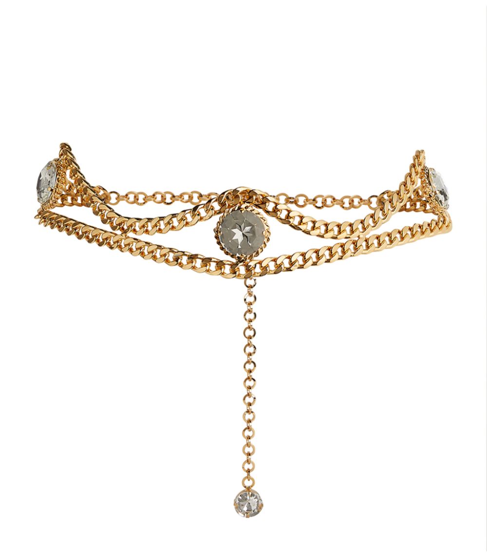 Alessandra Rich Crystal Embellished Chain Belt
