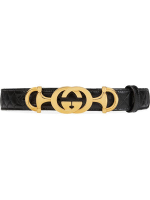Gucci Interlocking G Horsebit Quilted Leather Belt