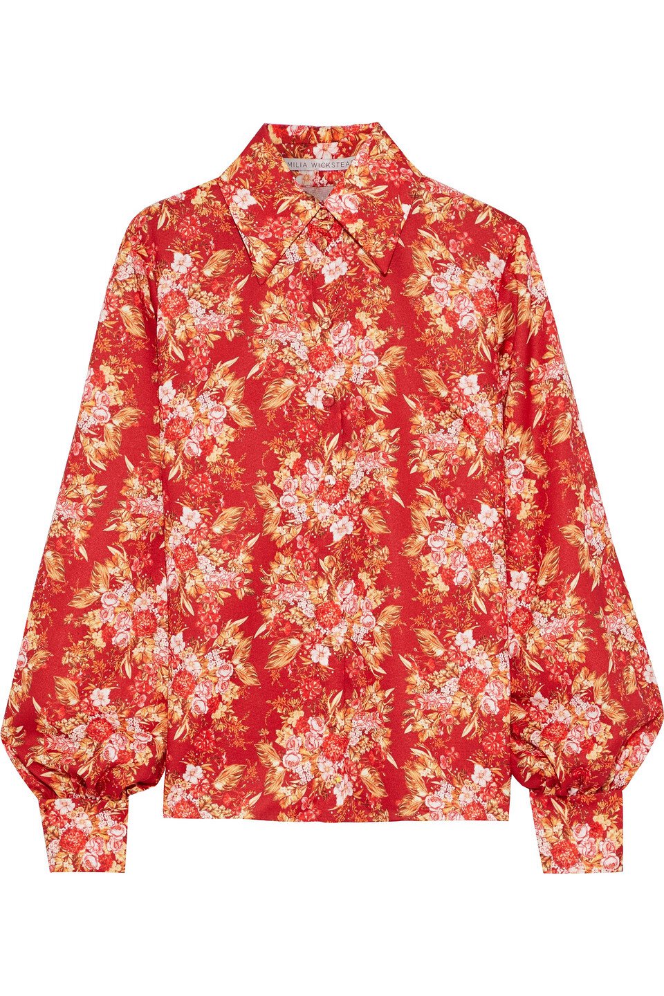 Emilia Wickstead Petula Satin-Crepe Floral Printed Shirt