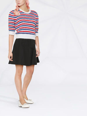 Alessandra Rich Striped Rhinestone-Embellished Cropped Sweater - Spring 2022 Collection