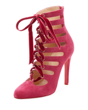 Christian Louboutin Spinetita 100 Suede Lace Up Ankle Boots