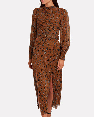 Nicholas Leopard Print Silk-Georgette Ruched Dress