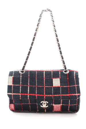 Chanel Limited Edition Woven Check and Leather Flap Bag (A66257)