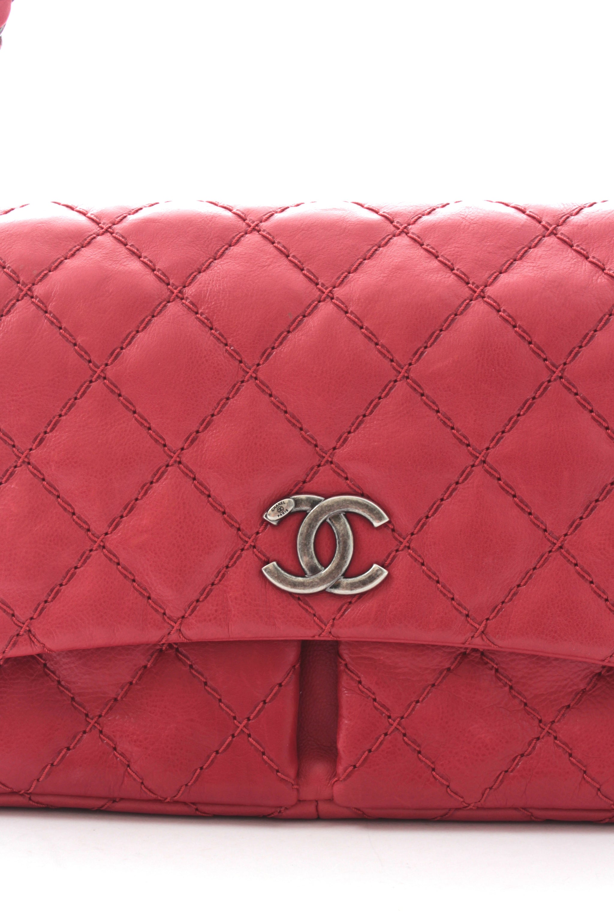 Chanel Red Quilted Leather Large Ultimate Stitch Flap Bag Chanel