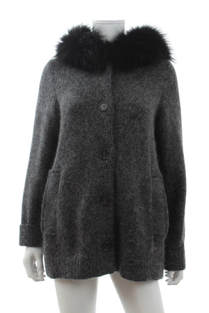 Prada Fur-Trimmed Wool-Mohair Blend Cardigan