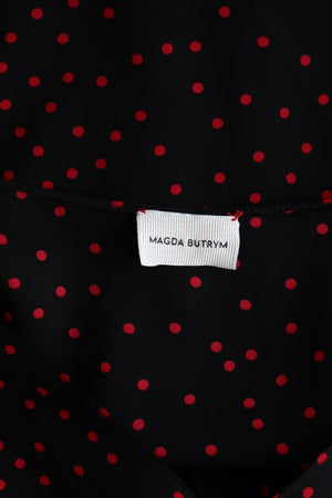 Magda Butrym Durres Polka Dot Silk Draped Blouse