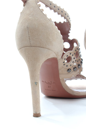 Alaia Stud-Embellished Laser-Cut Leather Sandals