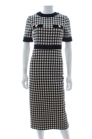 Gucci Houndstooth Wool-Blend Dress with Cape - Editorial Piece