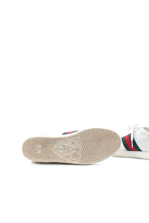 Gucci Ace Watersnake-Trimmed Floral Appliquéd Leather Sneakers