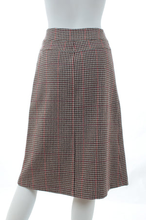 See by Chloe Houndstooth Wool-Blend Mid-Length A-Line Skirt