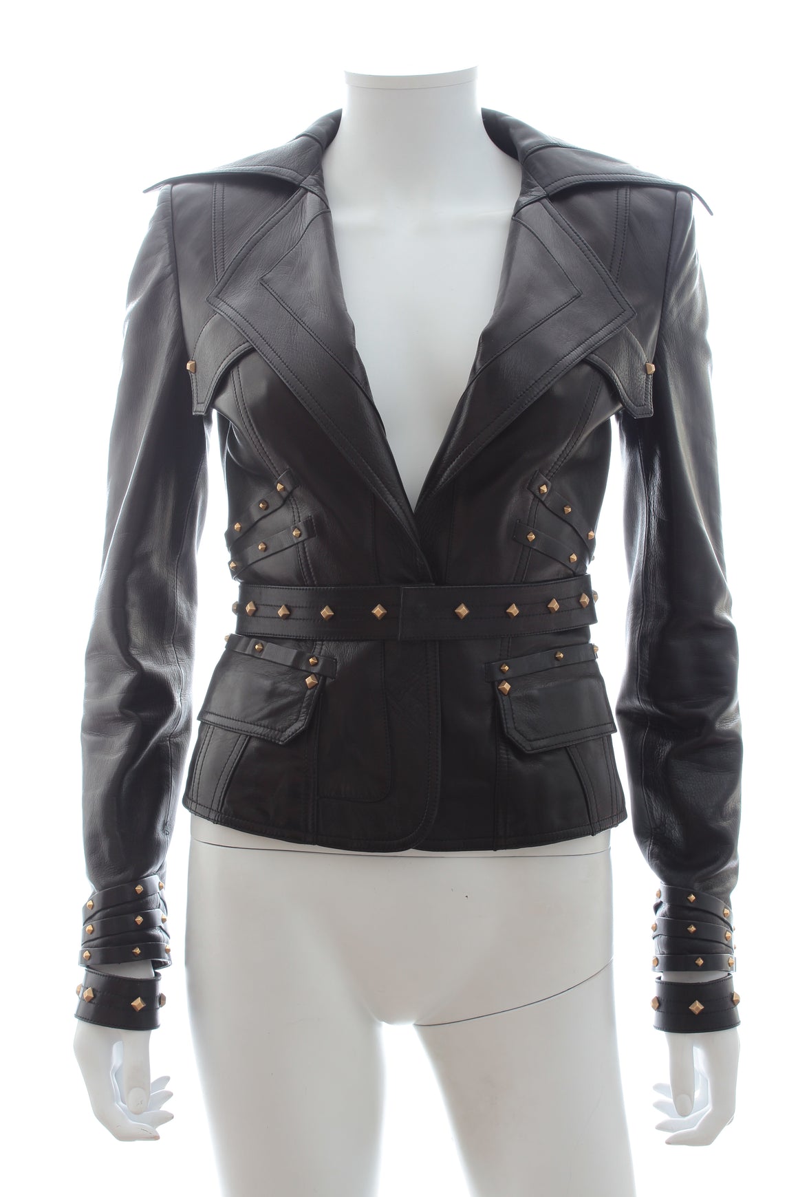 Gucci Stud Embellished Leather Jacket