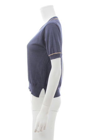 Prada Wool and Silk-Blend Short Sleeved Sweater