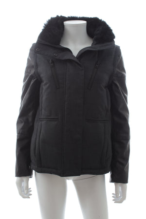 The Kooples Down Coat with Detachable Sleeves and Fur Collar