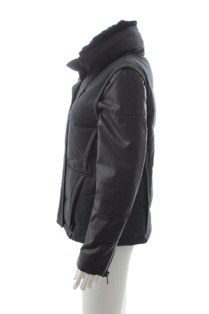 The Kooples Down Coat with Detachable Sleeves and Fur Collar