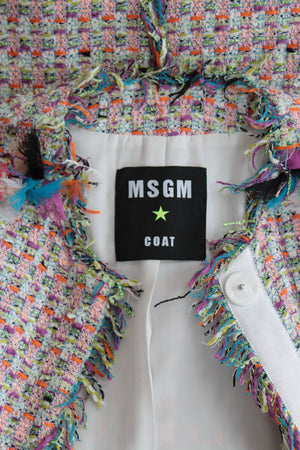 MSGM Fringe-Trimmed Tweed Coat