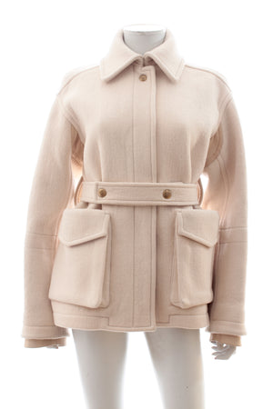 Chloe Leather-Trimmed Belted Wool Coat