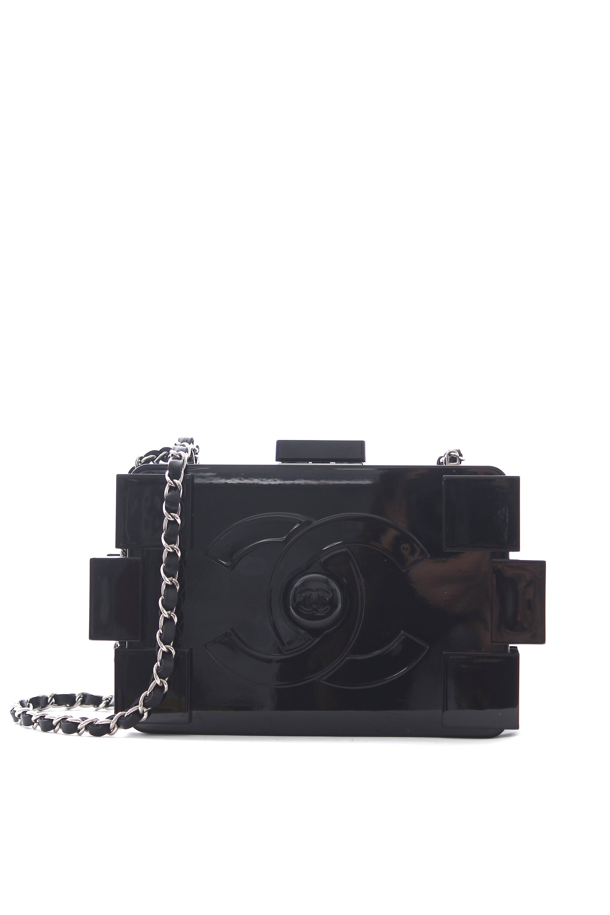 Chanel Runway White Pearl and Black Lego Clutch