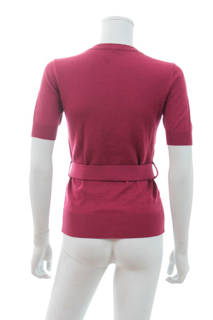 Fendi Belted Wool Short Sleeved Sweater