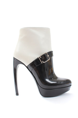 Alexander McQueen Two-Tone Leather Platform Ankle Boots