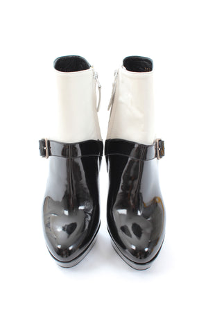 Alexander McQueen Two-Tone Leather Platform Ankle Boots