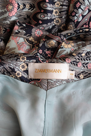 Zimmermann Rising Feather Twist Silk Mini Dress